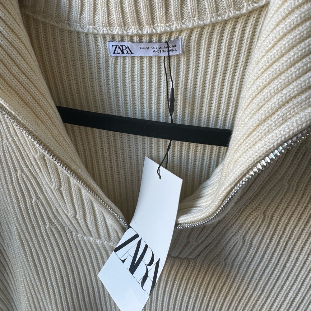 Zara Cream Ribbed Sweater - Picture 2 of 5